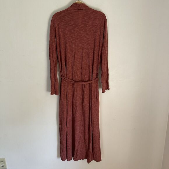 Garnet Hill Duster Cardigan Floor Length Maroon Small Cotton Tencel Lyocel Blend - Picture 4 of 7